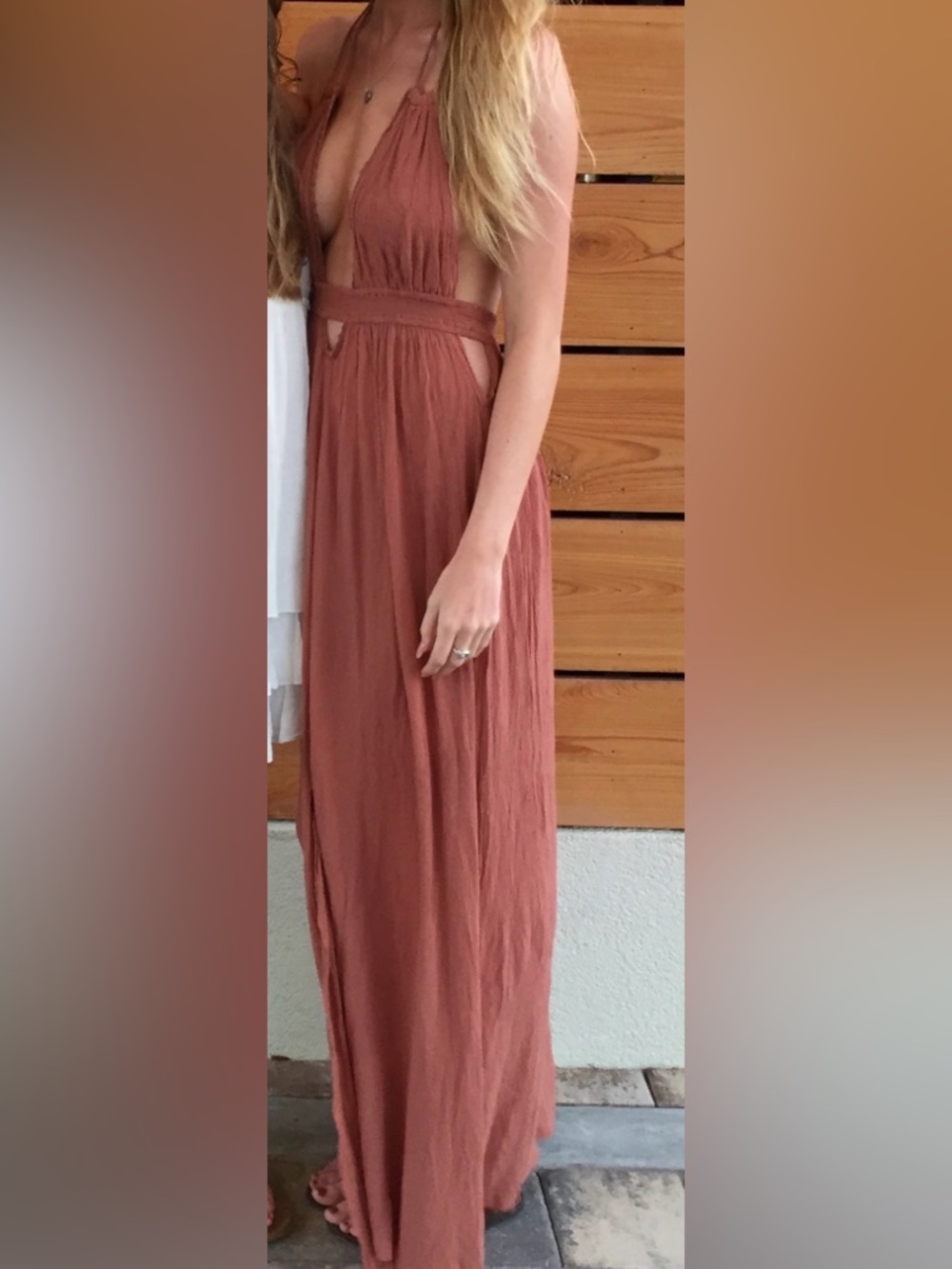 Free People Rust Maxi Dress with Side Cutouts